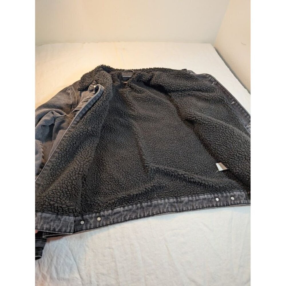 Cotton on garments women's XL black denim jacket black sherpa lined - Picture 3 of 7